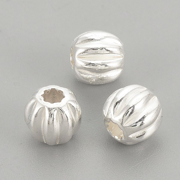 925 Sterling Silber Gewellte Perlen, Runde, Silber, 3X2.5 Mm, Bohrung: 1 Mm-image
