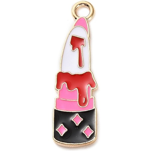 Alloy Enamel Pendants, Halloween Themes Charms, Golden, 28X8X1.2Mm, Hole: 2Mm-image