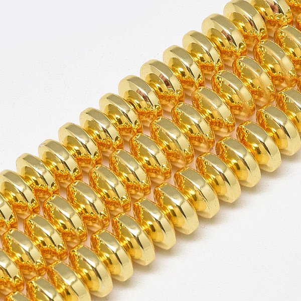 Electrochapa No-Granos De Hematites SintéTico -MagnéTicos Hebras, Abalorios Heishi, Disco Redondo Plano, Oro Chapado, 6X3Mm, Agujero: 2 Mm, Aproximamente 137 Pcs / Cadena, 15.94 Pulgada-image