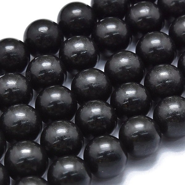 Fili di perle di shungite naturale, tondo, 9.5-10mm, Foro: 0.8 mm, circa 36-38pcs/filo, 14.96 pollice (38 cm)