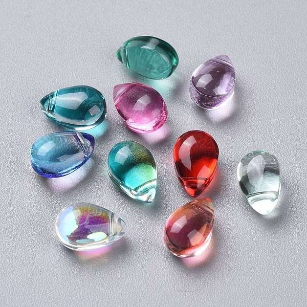 Transparent Glass Beads, Top Drilled Beads, Teardrop, Mixed Color, 9X6X5Mm, Hole: 1Mm-image