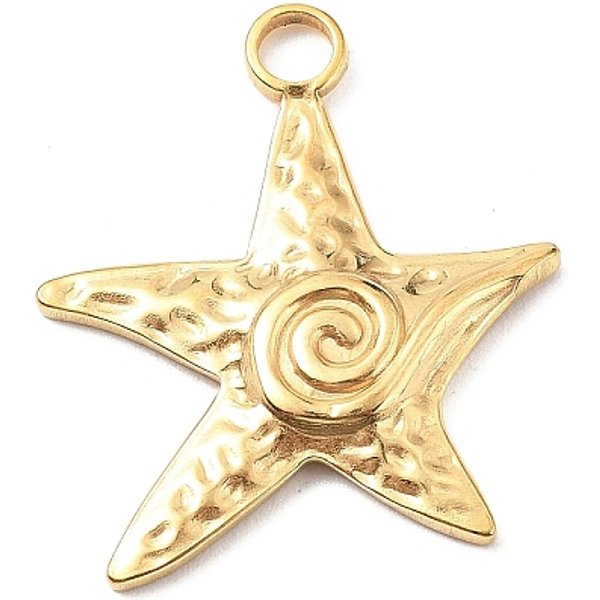 304 Stainless Steel Pendants, Real 18K Gold Plated, Starfish, 22.5X20X2Mm, Hole: 3Mm-image
