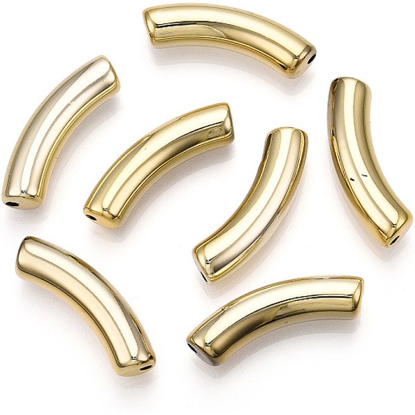 Uv Perles Acryliques De Placage, Tube Incurvé, Or, 33X8X8Mm, Trou: 1.6Mm-image