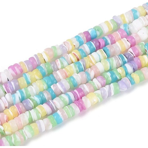 Chapelets De Perles De Coquille De Trochid / Trochus Coquille, Teinte, Plat Rond, Couleur Mixte, 2.5-3.5X0.2-3Mm, Trou: 0.5-0.6Mm, Environ 270-290 Pcs/Chapelet, 14.96-15.35 Pouce (38-39 Cm)-image