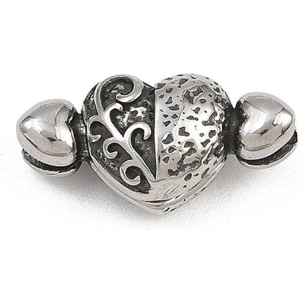 316 Surgical Stainless Steel Magnetic Clasps, Heart, Antique Silver, 9x17.5x7mm