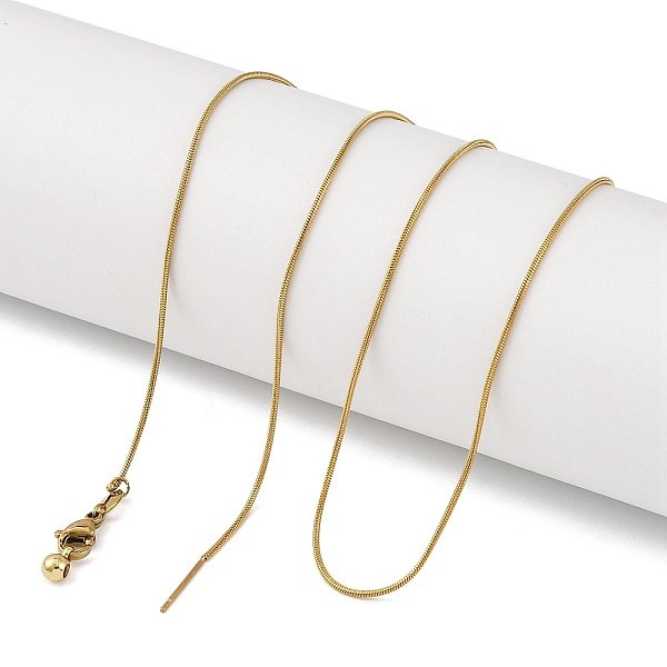 Collares De Cadena De Serpiente Redonda De Acero Inoxidable 304 Con Acabado Ion Plaing (Ip), Collares Deslizantes Ajustables Para Mujer, Real 18K Chapado En Oro, 20.00 Pulgada (50.8 Cm)-image