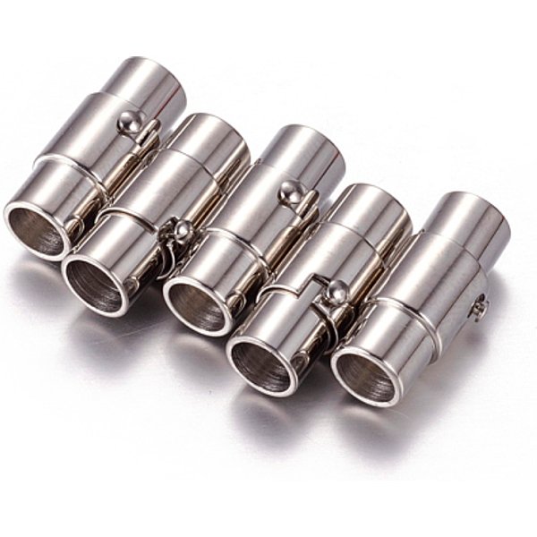 Fermoirs MagnéTiques à Tube De Verrouillage En Acier Inoxydable 304 RéSistant Au Ternissement, Fermeture MagnéTique Colonne, Couleur Inoxydable, 18X7.5Mm, Trou: 5Mm-image