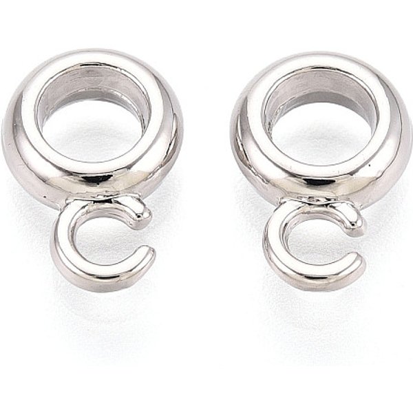 Rack Plating Alloy Tube Bails, Loop Bails, Large Bail Beads, Round, Lead Free & Nickel Free & Cadmium Free, Platinum, 13X9X3Mm, Hole: 2.5Mm, Inner Diameter: 4.5Mm-image