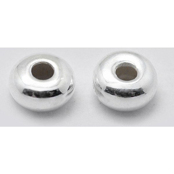 925 Sterling Silber Zwischenperlen, Rondell, Silber, 4X2 Mm, Bohrung: 1 Mm, Ca. 50 Stk. / 5 G-image