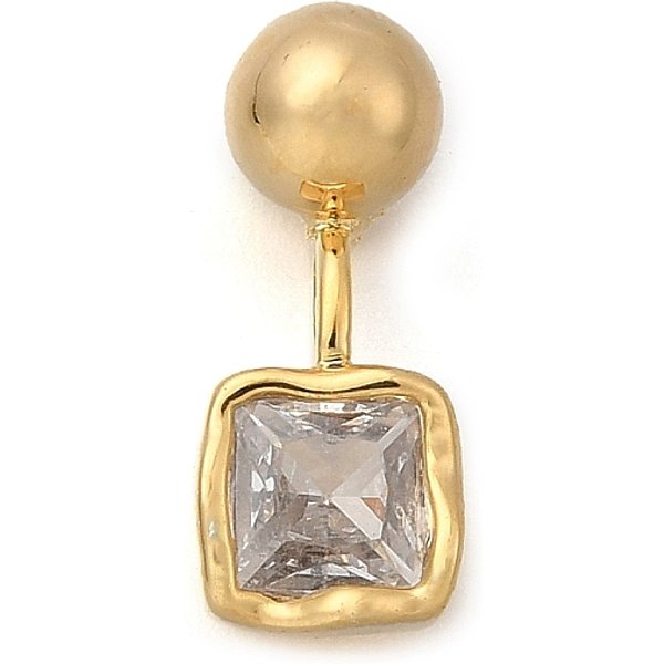 Breloques CarréEs En Laiton Micro Pavé De Zircones Cubiques, Sans Cadmium & Sans Nickel & Sans Plomb, VéRitable 18K Plaqué Or, Clair, 13X5X4-4.5Mm, Trou: 1.2X1.5Mm-image