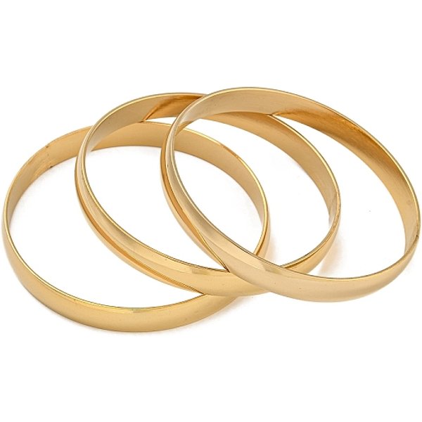 Set Di Bracciali In Acciaio Inossidabile Fashion 201, Oro, 2-1/2 Pollice (6.2 Cm), 3 Pc / Set-image