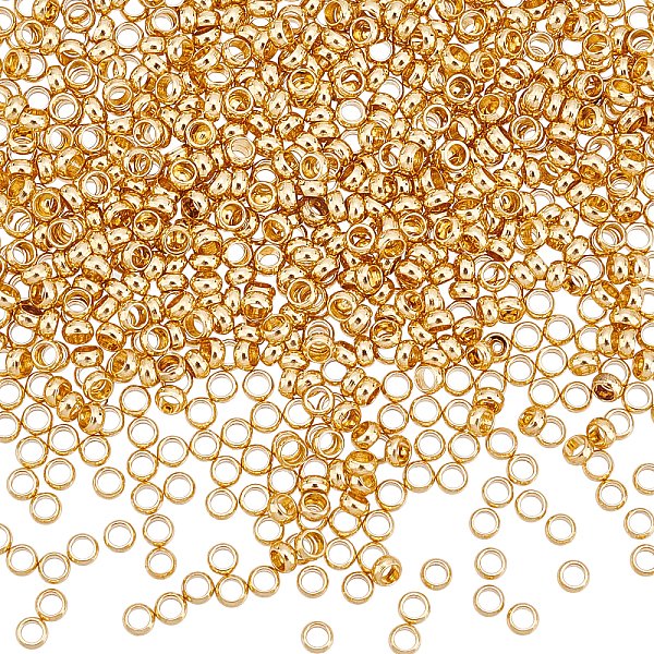800 Perles à Sertir En Acier Inoxydable Chirurgical 316, Rondelle, Or, 1.9Mm, Trou: 1Mm-image