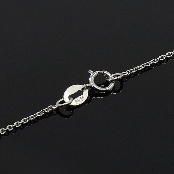 Anti-Tarnish Trendy Unisex Rhodium Plated 925 Sterling Silver Cable Chains Necklaces, with Spring Ring Clasps, Thin Chain, Platinum, 18 inch, 1mm