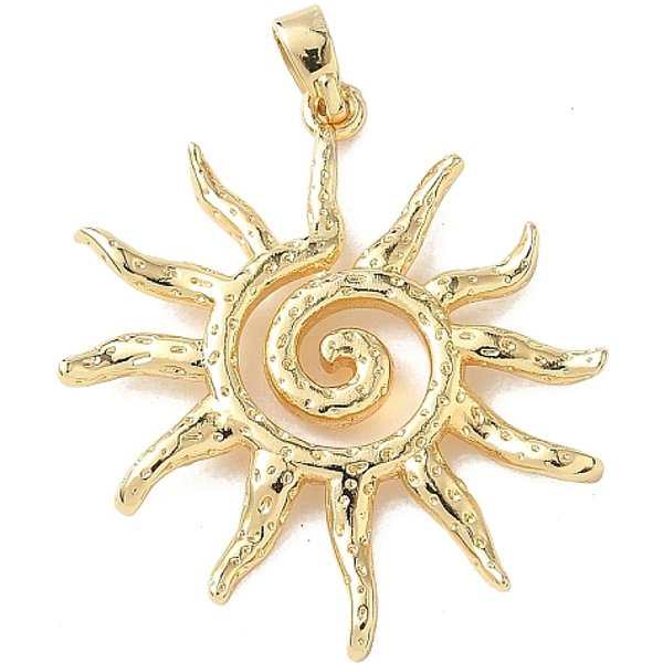 Messing AnhäNger & Charms, Sonne, Echtes 18K Vergoldet, 30.5X27X3 Mm, Bohrung: 4.5X2.5 Mm-image