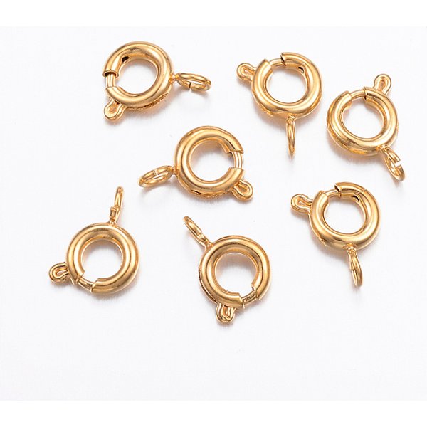 Ion Plating(Ip) 304 Stainless Steel Spring Ring Clasps, Golden, 9X6X1.8Mm, Hole: 1.6-1.8Mm-image