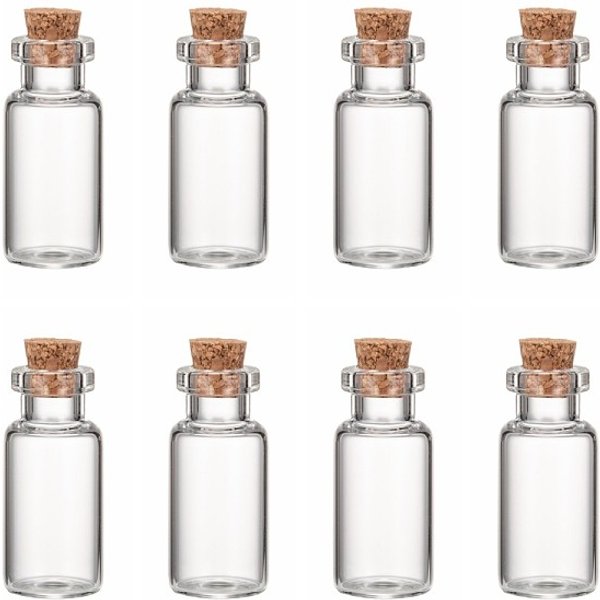 Botellas de vidrio frasco de vidrio, con tapón de corcho, deseando botella, contenedores de abalorios, Claro, 3.5x1.6 cm, capacidad: 4ml (0.13 fl. oz), Cuello de botella: 1 cm de diámetro