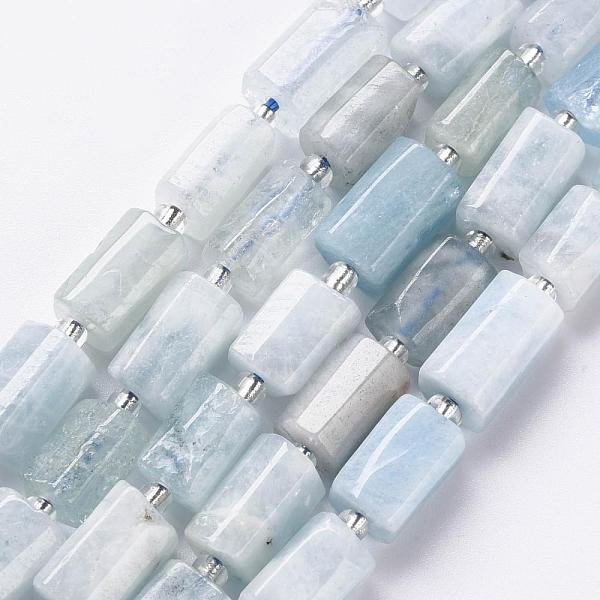 Natural Aquamarine Beads Strands, Faceted, Column, 8-11X6-8X5-7Mm, Hole: 1Mm, About 15-17Pcs/Strand, 7.28-7.48 Inch-image