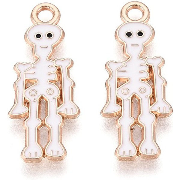 Ciondoli In Lega E Smalto A Tema Halloween, Oro Chiaro, Teschio, 26X10X1Mm, Foro: 2 Mm-image