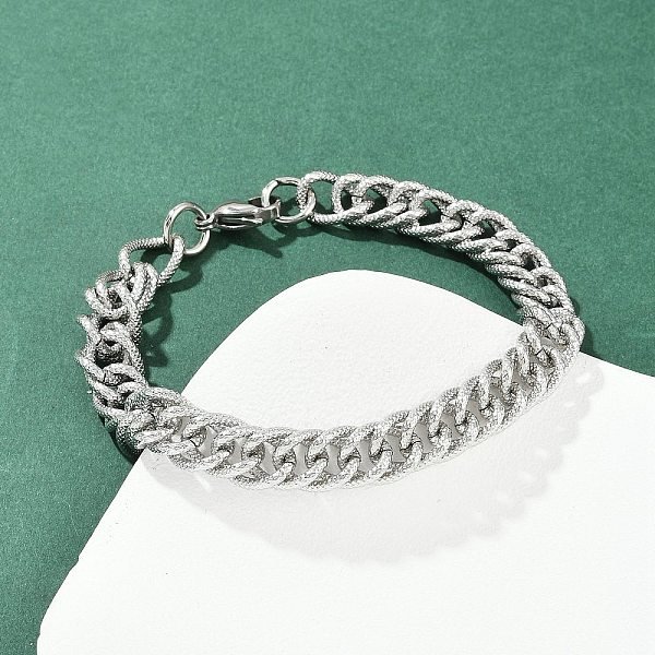 304 Stainless Steel Curb Chain Bracelets For Women Men, Thailand Sterling Silver Plated, 8-3/4 Inch(22.3Cm)-image