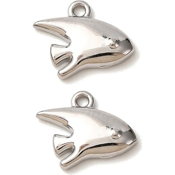 Ocean Theme 304 Stainless Steel Charms, Fish, 8.5x10.5x2mm, Hole: 1mm