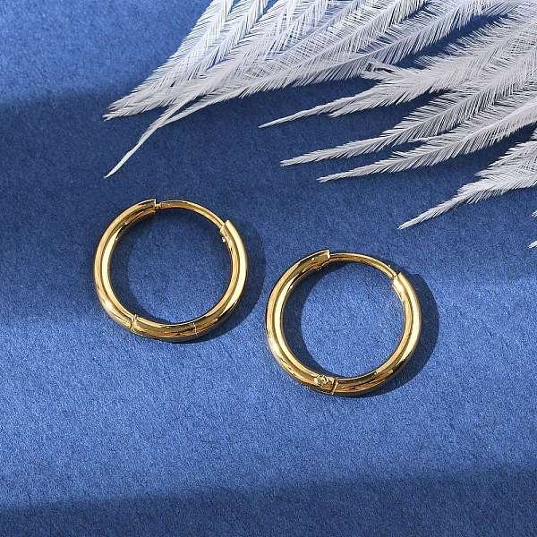 Pvd Vacuum Plating 304 Stainless Steel Huggie Hoop Earrings For Women, Real 18K Gold Plated, 14 Gauge, 13X1.6Mm, Pin: 0.7Mm-image