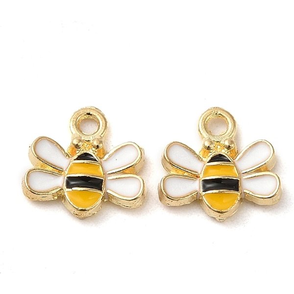 Alloy Enamel Charms, Bees Charm, Golden, 10x10.5x2mm, Hole: 1.4mm