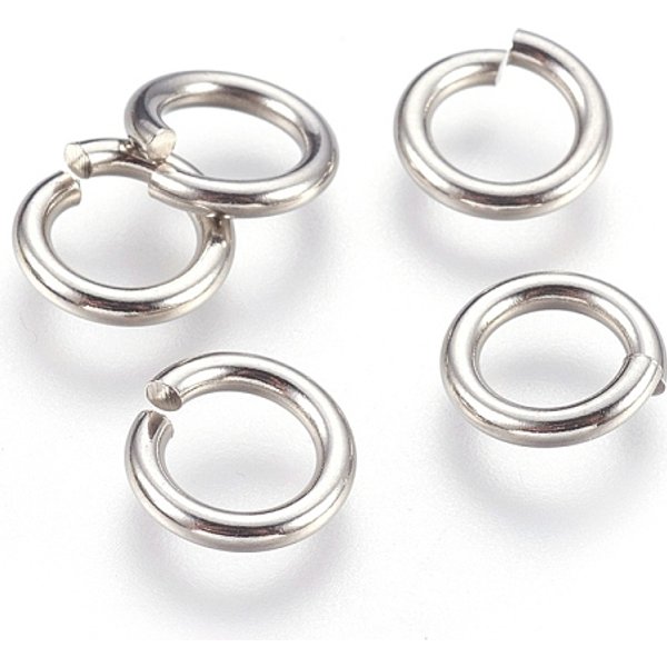 Tarnish Resistant 304 Stainless Steel Open Jump Rings, Stainless Steel Color, 12 Gauge, 11X2Mm, Inner Diameter: 7Mm, 300Pcs/Bag-image