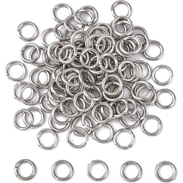Tarnish Resistant 304 Stainless Steel Open Jump Rings, Stainless Steel Color, 18 Gauge, 6x1mm, Inner Diameter: 4mm