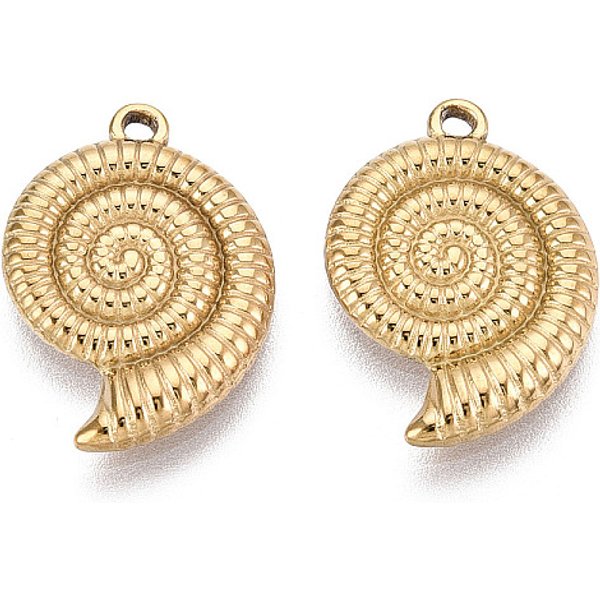 Pendentifs Conques En Acier Inoxydable 304, Placage Ionique (Ip), VéRitable 18K Plaqué Or, 20X14X2Mm, Trou: 1.4Mm-image