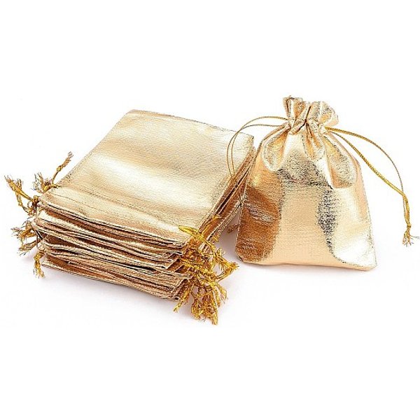 Organza Bags, Rectangle, Gold, 12X9Cm-image