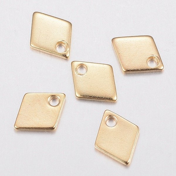 Breloques En Acier Inoxydable 304, Losange, Or, 9X7X1Mm, Trou: 1.2Mm-image