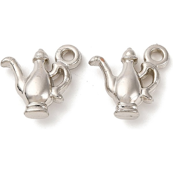 CCB Plastic Pendants, Teapot, Platinum, 15.5x16x5.5mm, Hole: 2mm