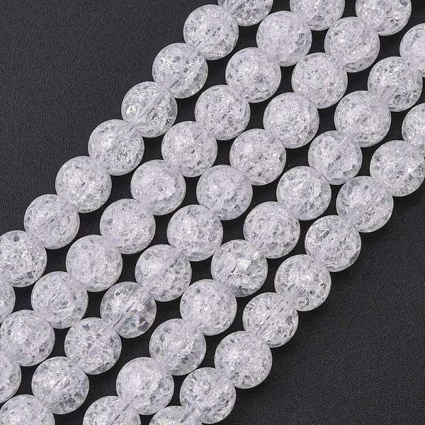 Synthetic Crackle Quartz Beads Strands, Round, Clear, 6Mm, Hole: 1Mm, About 69Pcs/Strand, 15-15.3 Inch-image