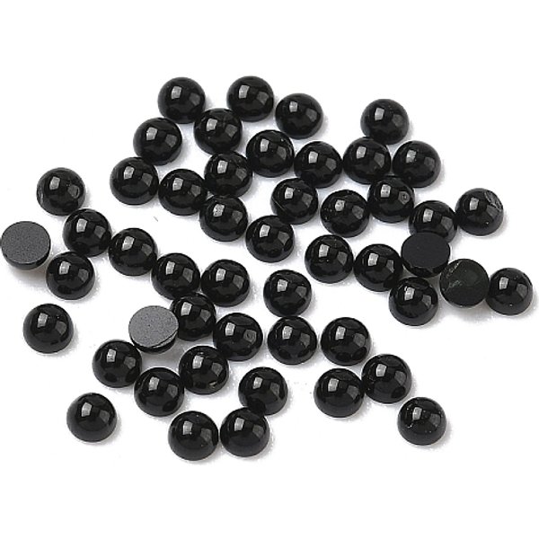 Natural Black Tourmaline Cabochons, Half Round, 2X1.5Mm-image