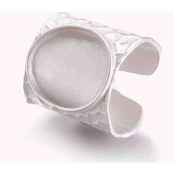 Ajustes del anillo de dedo del cojín de latón del puño, tamaño de 9, de color plata mate, Bandeja: 16.5x15 mm, 19mm