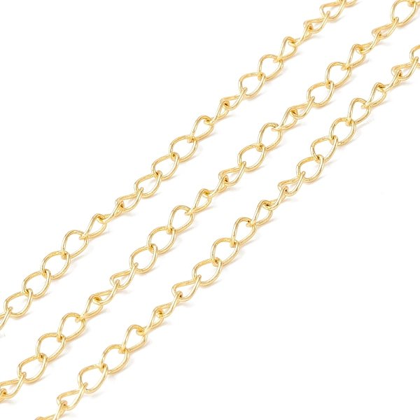 Brass Curb Chains, Long-Lasting Plated, Soldered, With Spool, Cadmium Free & Lead Free, Real 18K Gold Plated, 4.3X3X0.5Mm-image