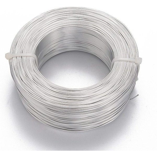 Filo Di Alluminio Anodizzato, Filo Metallico Metallico Pieghevole, Filo Flessibile Del Mestiere, Per Bordare La Produzione Artigianale Di Gioielli, Argento, 18 Gauge, 1.0Mm, 200 M/500 G (656.1 Piedi/500 G)-image