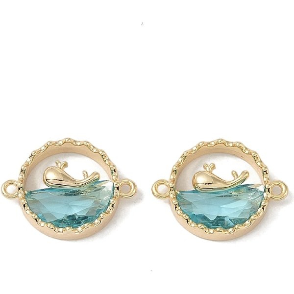 Dijes De Conector De Circonio CúBico Transparente Con Micro Pavé De LatóN, Anillo Con Forma De Ballena, Real 18K Chapado En Oro, 14X18.5X5.5Mm, Agujero: 1.2 Mm-image
