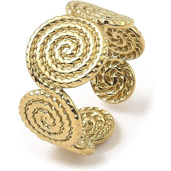 Anillos De PuñO Abiertos De Acero Inoxidable 304, VóRtice, Real 18K Chapado En Oro, Nosotros TamañO 6 3/4 (17.1 Mm)-image