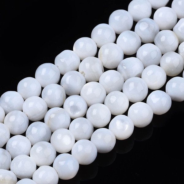 Natural Freshwater Shell Beads Strands, Round, White, 4Mm, Hole: 0.8Mm, About 97-99Pcs/Strand, 14.88 Inch-15.16 Inch(37.8-38.5Cm)-image