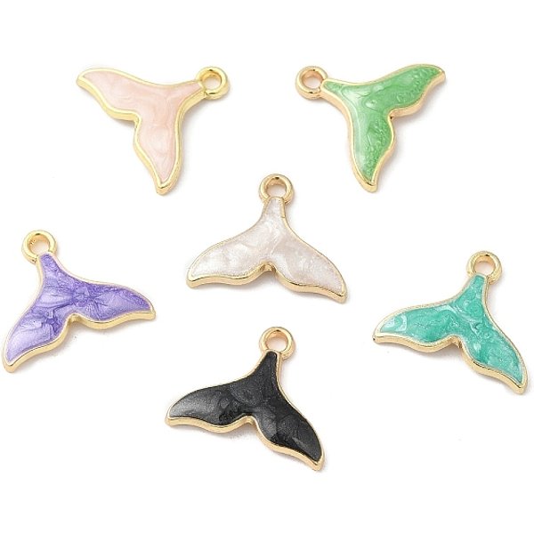 Eco-Friendly Alloy Enamel Pendants, Mermaid Tail Charm, Mixed Color, 14X17X2.5Mm, Hole: 1.6Mm-image