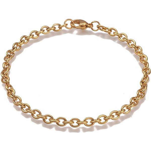 304 Edelstahl-KabelkettenarmbäNder, Mit Karabinerverschluss, Golden, 7-7/8 Zoll (20 Cm)-image