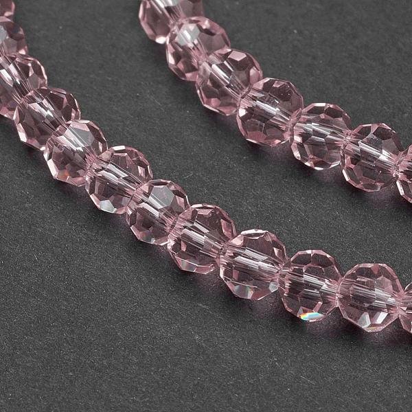 Glass Beads Strands, Faceted(32 Facets), Round, Misty Rose, 4Mm, Hole: 1Mm, About 87-93Pcs/Strand, 32-33Cm-image