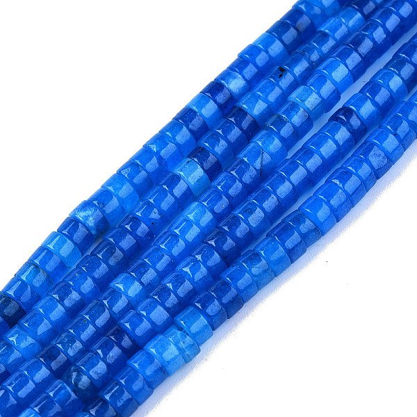 Chapelets De Perles De Jade Blanche Naturelle, Teinte, Perles Heishi, Plat Rond / Disque, Bleu, 4X2Mm, Trou: 1Mm, Environ 169-171 Pcs/Chapelet, 15.08 Pouce - 15.28 Pouces (38.3-38.8 Cm)-image