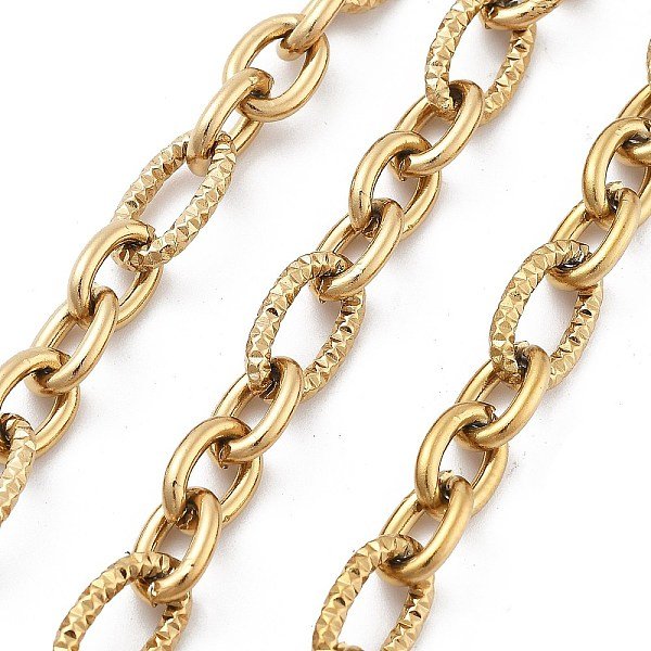 ChaîNes à Maillons En Acier Inoxydable 304, Non SoudéE, Avec Bobine, VéRitable 18K Plaqué Or, 13X7.5X2Mm-image