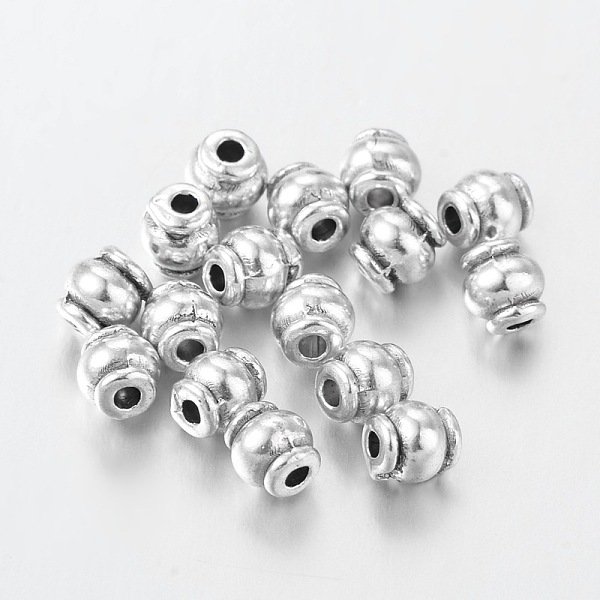 Tibetan Style Alloy Spacer Beads, Lead Free & Cadmium Free, Barrel, Antique Silver, About 4.5Mm Long, Hole: About 1Mm-image