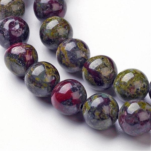 Natural Dragon Blood Jasper Bead Strands, Round, 8Mm, Hole: 1Mm, About 46-48Pcs/Strand, 14.96 Inch-image