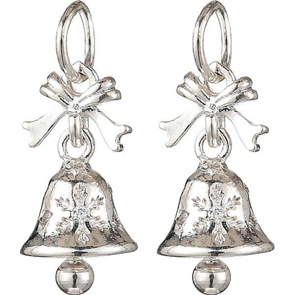 Colgante Micropavé Cubic Zirconia De LatóN, Campana De Navidad, Con Anillo De Salto, Plata, 16X8.5Mm, Agujero: 4 Mm-image