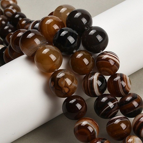 Hilos De Cuentas Graduadas De áGata Natural Con Bandas, TeñIdo Y Climatizada, Redondo, Grado A, Camello, 6-16Mm, Agujero: 0.8 Mm, Aproximamente 39 Pcs / Cadena, 16.54'' (42 Cm)-image