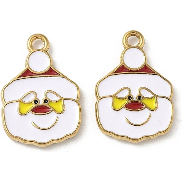 304 Edelstahl-Emaille-AnhäNger, AnhäNger Zum Thema Weihnachten, Ionenbeschichtung (Ip), Echtes 18K Vergoldet, Weihnachtsmann, 22X15X2 Mm, Bohrung: 2 Mm-image
